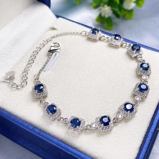 Sapphire sterling silver plated platinum bracelet